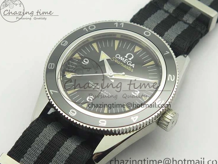 0228 Seamaster 300 Master Spectre SS MKS Best Edition Black Dial On Nylon Strap A SunProtective 8083